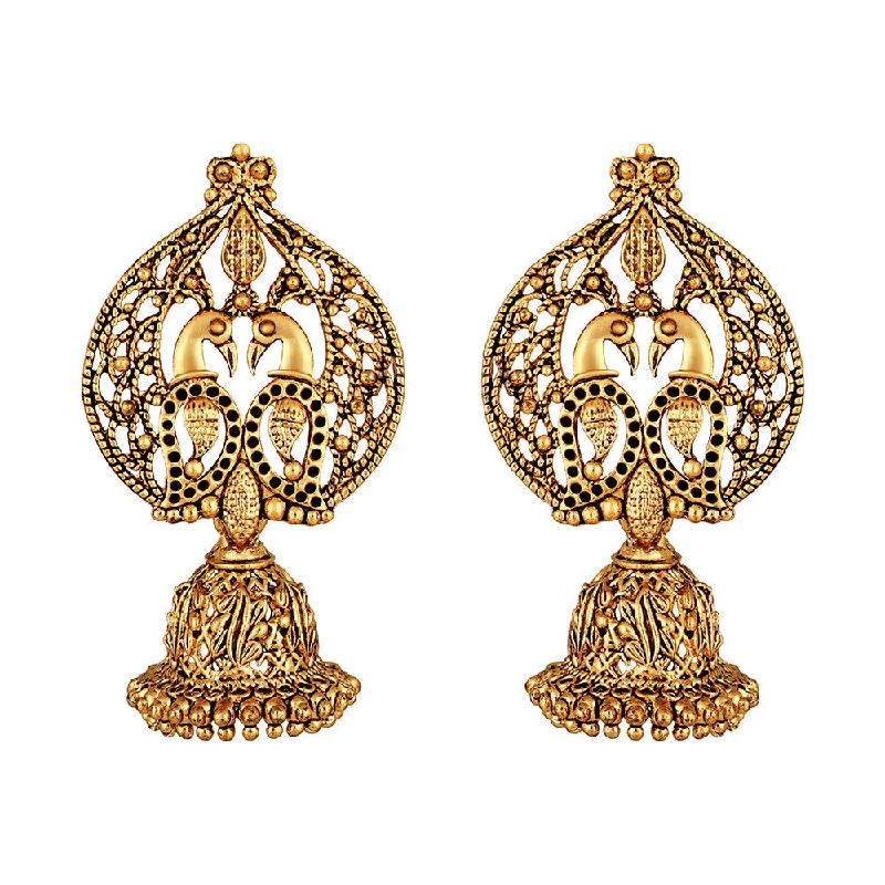 Trendy Earrings for Young Women-Shrishti Fashion Admirable Peacock Paisley Gold Plated Jhumki Earring For Women