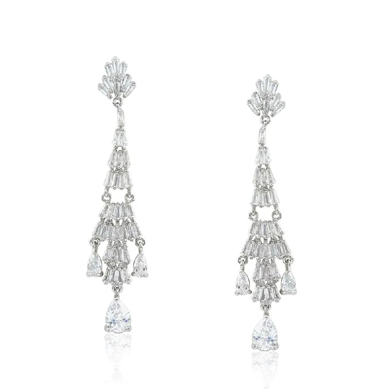 Casual Drop Earrings-21 Nicole Jewellery Silver Plated Cubic Zirconia Dangler Earrings  - ER383