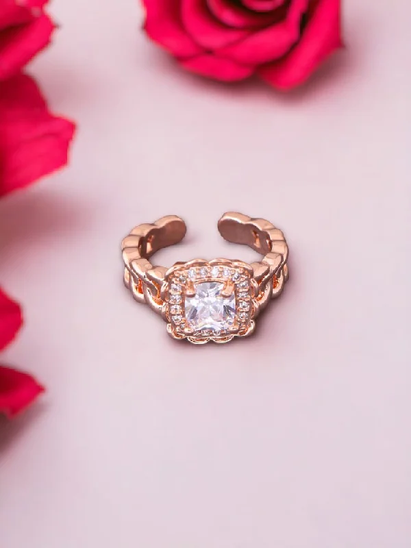 Heart Shaped Wedding Ring-Rose Gold Turvi Adjustable Zirconia Ring