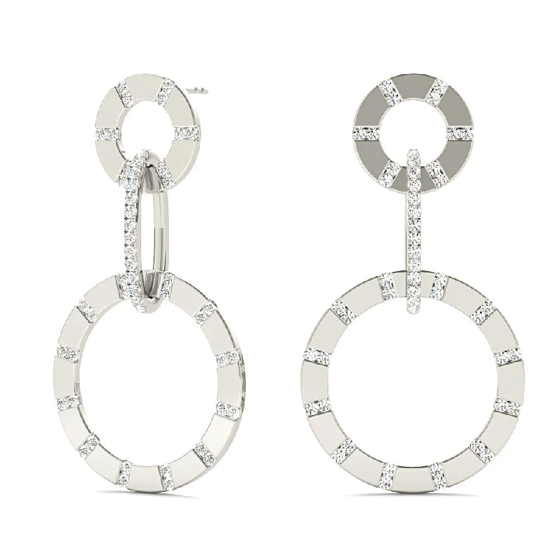 Casual Stud Earrings-1.00 ctw Diamond Circle Drop Earrings