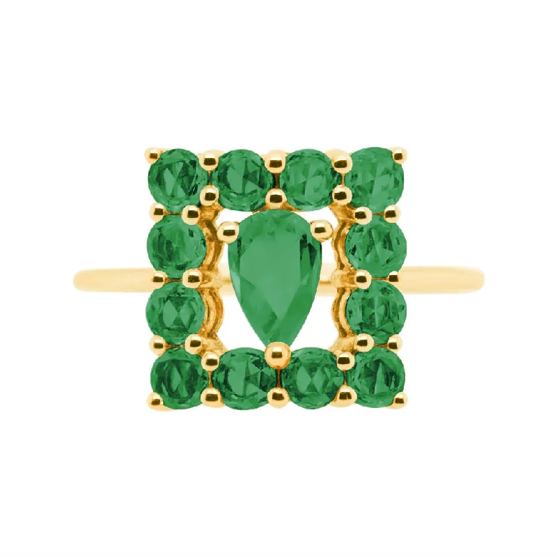 Classic Gold Engagement Ring-Becca Ring Yellow Gold Emerald