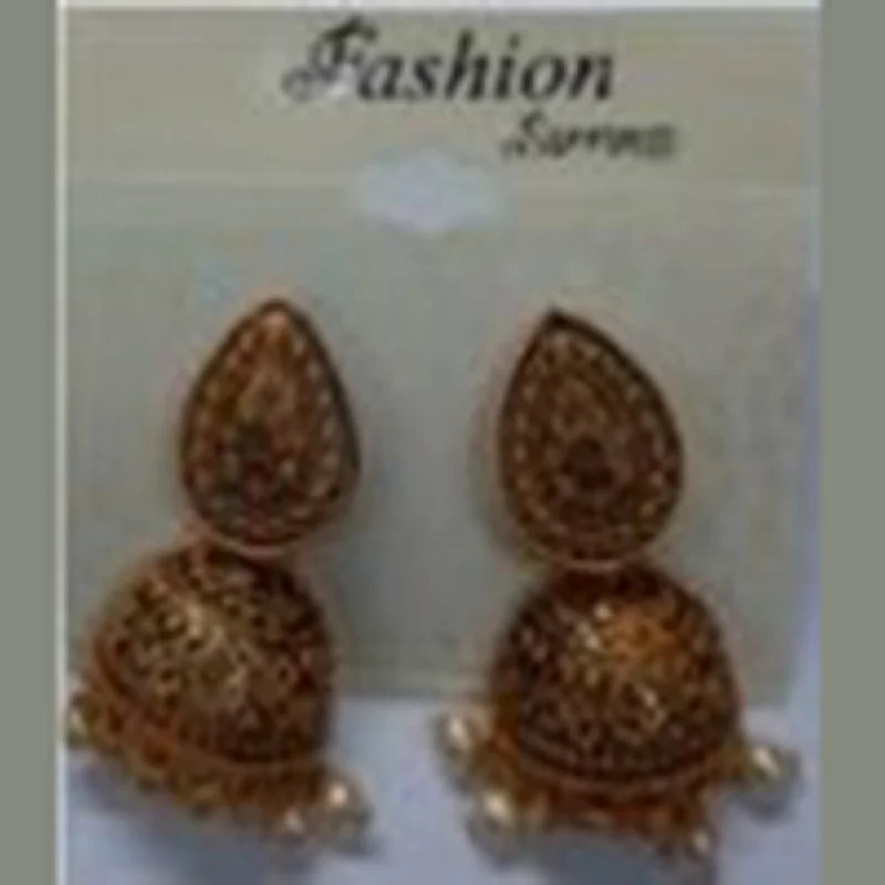 Vintage Pearl Earrings-Infinity Jewels Gold Plated Jhumki Earrings