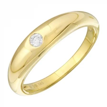 Men’s Gold Wedding Band-Domed Diamond Inlay Ring