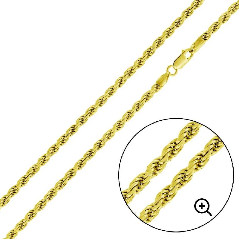 Women’s Gemstone Bracelet-Gold Plated 925 Sterling Silver Rope 070 Chain or Bracelet 3.2mm - CH393 GP