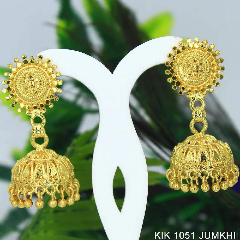 Rose Gold Hoop Earrings-Mahavir Dye Gold Jhumki Earrings