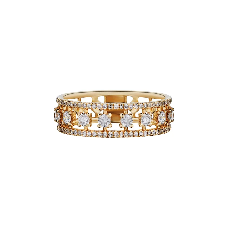 Chunky Gold Ring-OPEN DIAMOND BAND