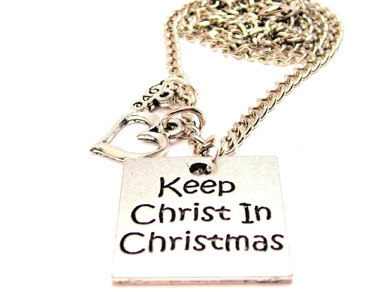 Minimalist Gold Necklace-Keep Christ In Christmas Square Little Love Necklace