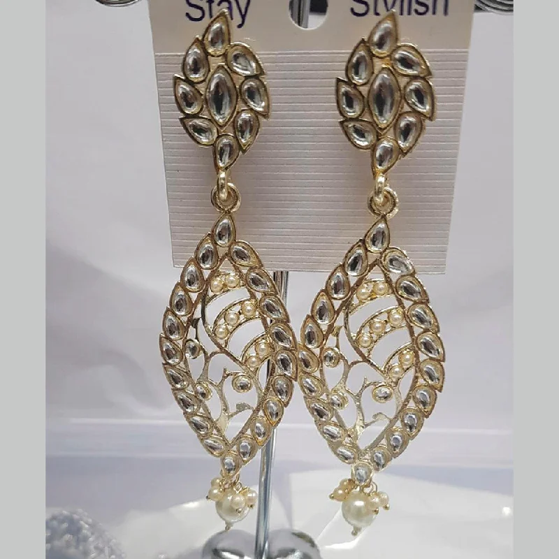 Pearl Drop Earrings-Shreeji Austrian Stone Gold Plated Dangler Earrings-ShreejiEar08