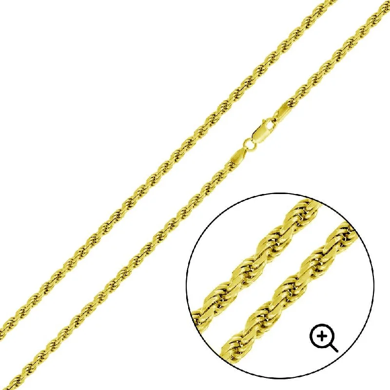 Men’s Personalized Bracelet-Gold Plated 925 Sterling Silver Rope 060 Chain or Bracelet 2.8mm - CH392 GP