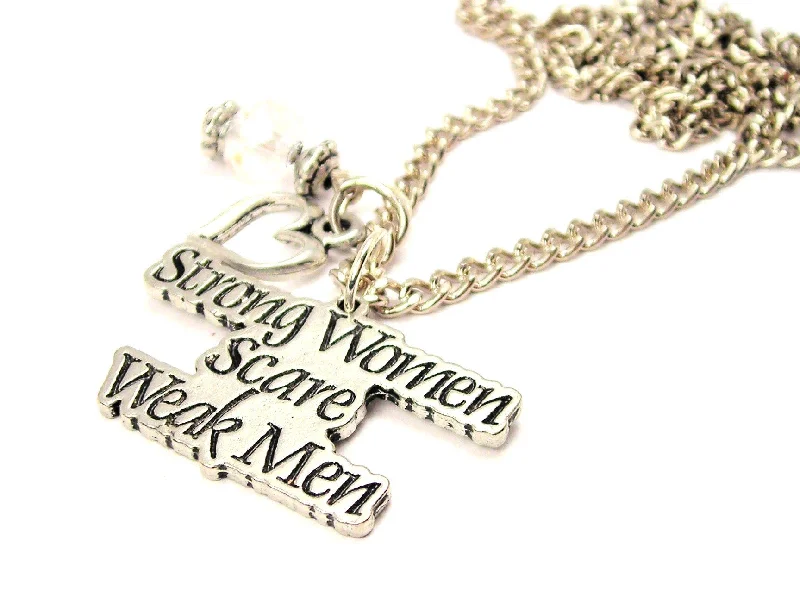 Boho Style Necklace-Strong Women Scare Weak Men Necklace with Small Heart