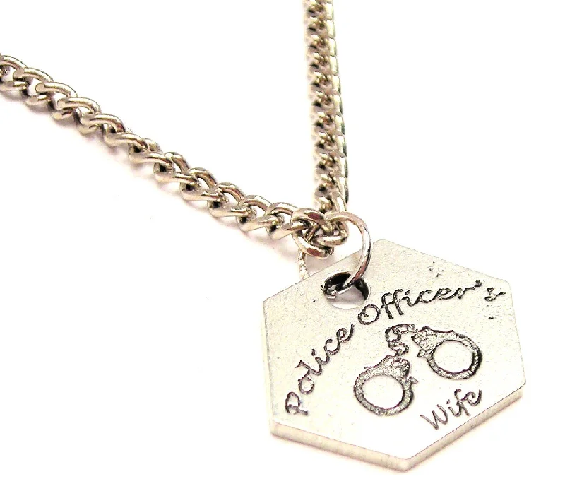 Luxury Silver Necklace-Police Officer's Wife Single Charm Necklace