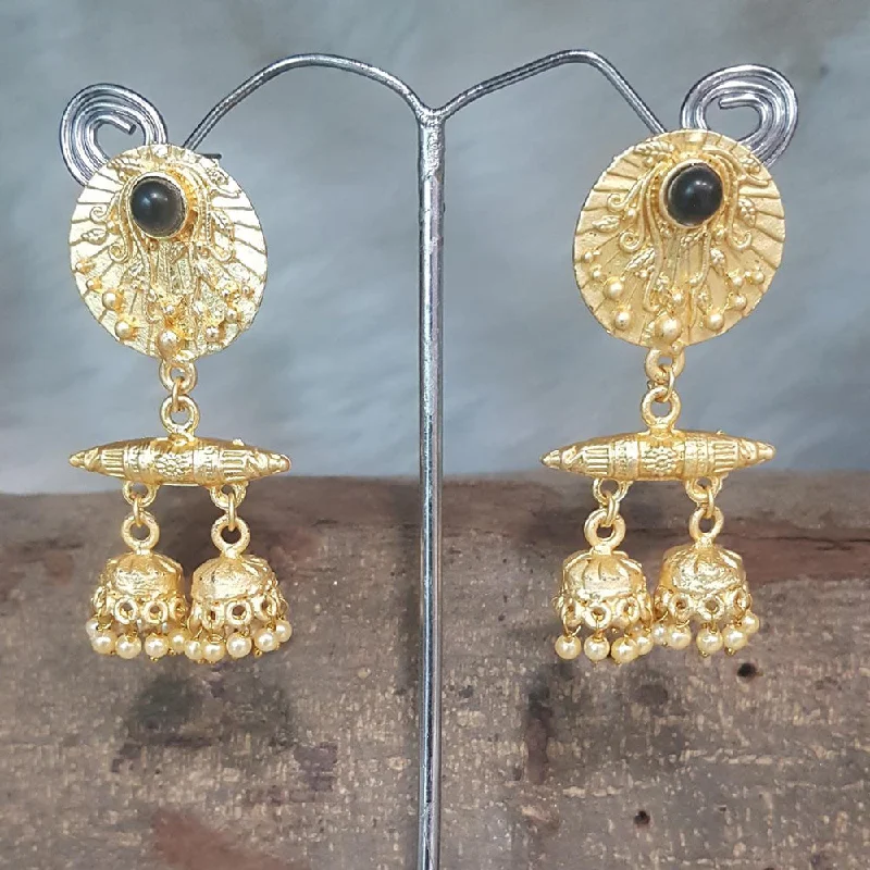 Colored Gemstone Earrings-Shreeji Gold Plated Jhumki Earrings