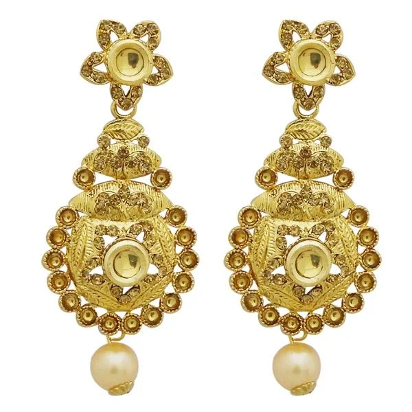 Crystal Hoops Earrings-Jheel Gold Plated Kundan Stone Dangler Earrings - 2900224A