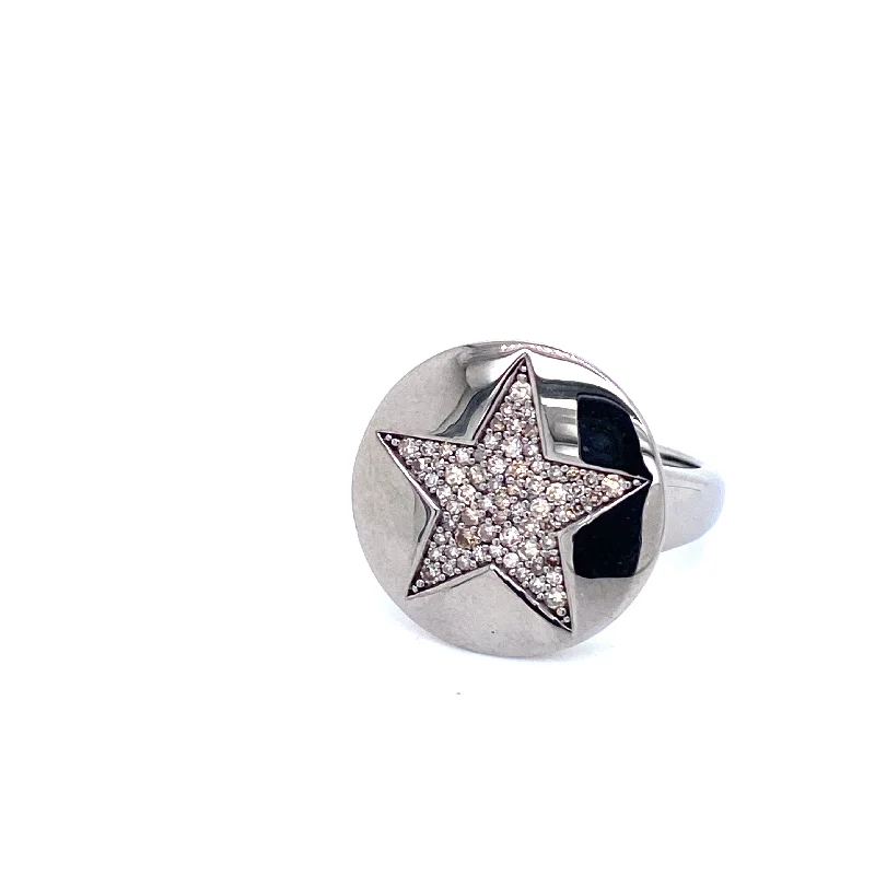 Adjustable Gold Ring-Diamond Pave Star Ring