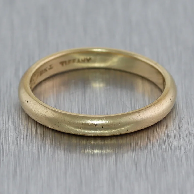 Thin Gold Ring for Women-Antique Vintage Estate Tiffany & Co. 18k Yellow Gold Wedding Band Ring