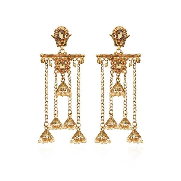 Chic Ear Cuffs Earrings-Kriaa Brown Austrian Stone Gold Plated Dangler Earrings - 1310562