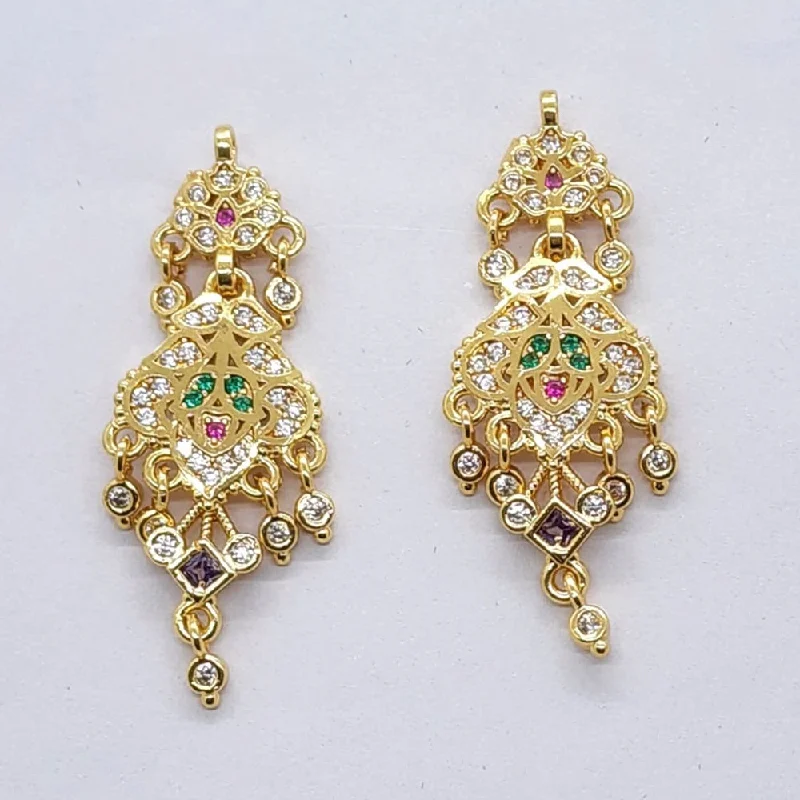 Large Hoop Earrings-Raiyaraj Gold Plated American Diamond Micro Plating Pack of 3 Dangler Designer Earrings