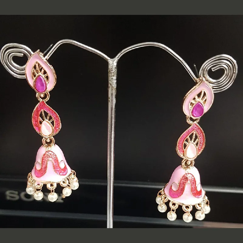 Sterling Silver Drop Earrings-Shreeji Gold Plated Meenakari Earrings