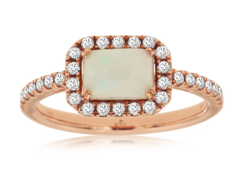 Simple Solitaire Engagement Ring-Rectangular Opal Ring