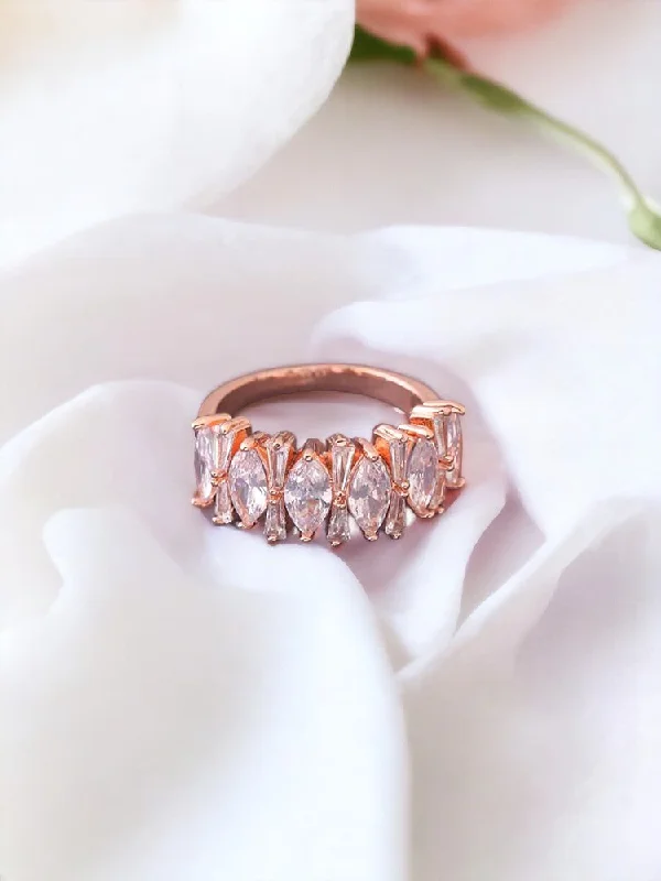 Modern Solitaire Ring-Rose Gold Doris Zirconia Ring - EOSS