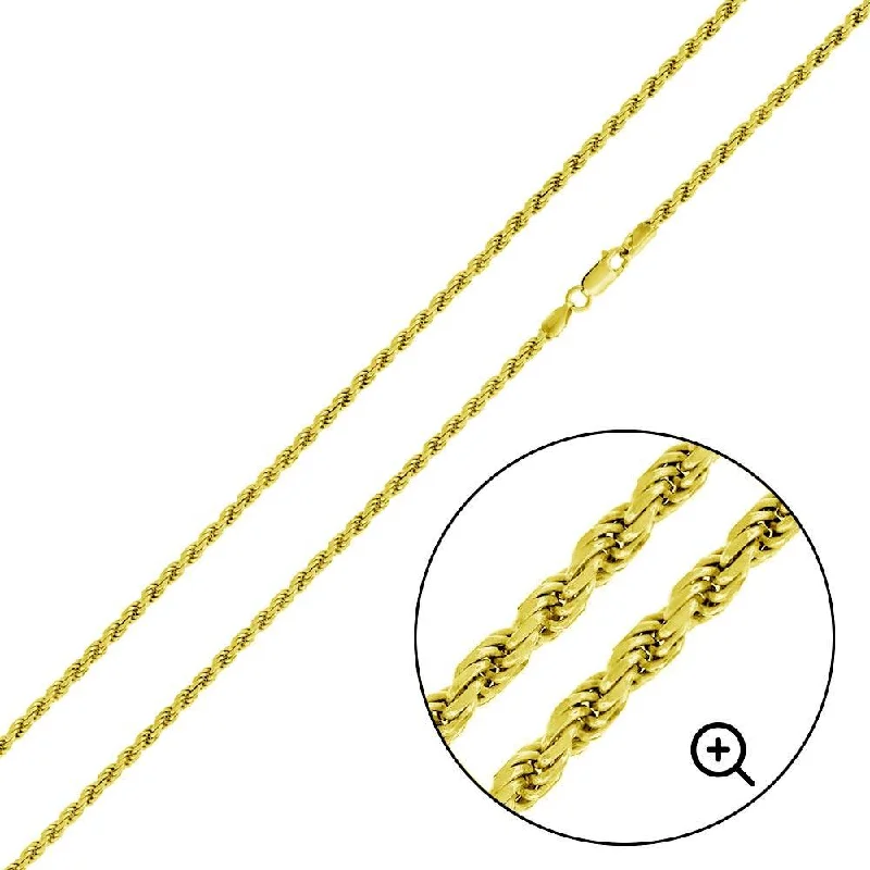 Customizable Name Bracelet-Gold Plated 925 Sterling Silver Rope 040 Chain or Bracelet 2mm - CH390 GP