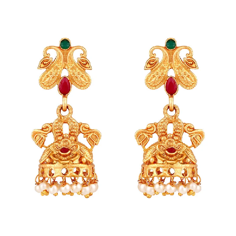 Sterling Silver Hoop Earrings-Shrishti Fashion Lavish Paisley Gold Plated Jhumki Earring For Women