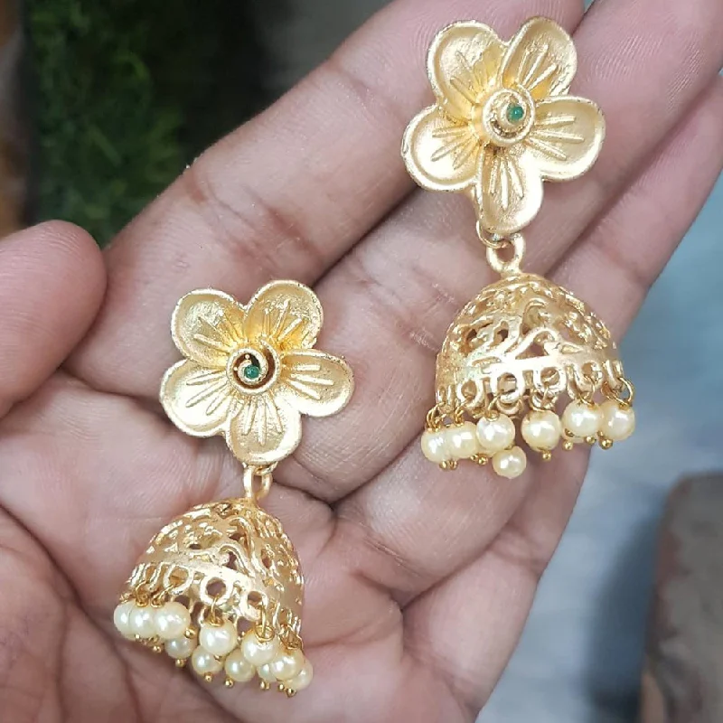 Elegant Pearl Stud Earrings-Shreeji Gold Plated Jhumki Earrings