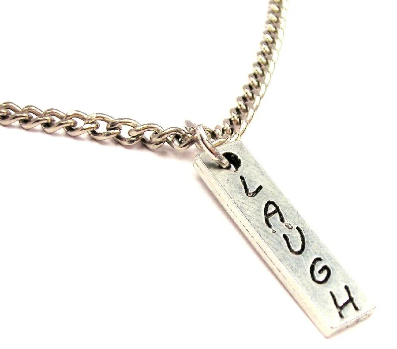 Gold Bar Necklace-Laugh Single Charm Necklace