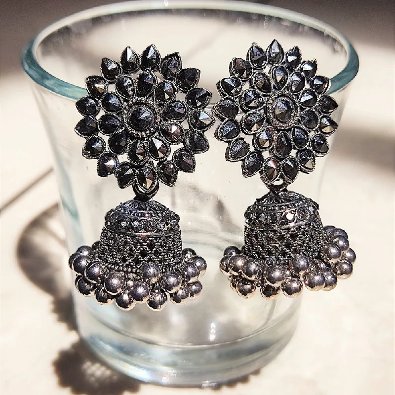 Long Dangle Earrings-H K Fashion Oxidised Plated Jhumki Earrings