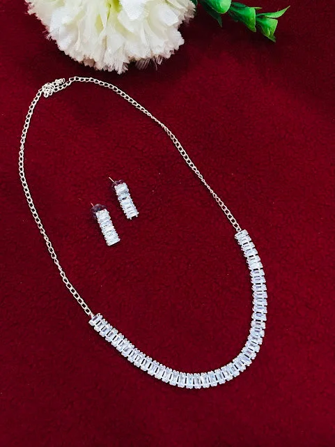 Multi-Layer Necklace-Appealing White Color Oxidized Necklace With Earrings Sets