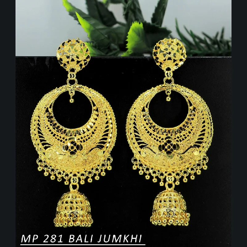 Elegant Wedding Earrings-Mahavir Forming Gold Plated Dangler Earrings  - MP 281 Bali Jumkhi