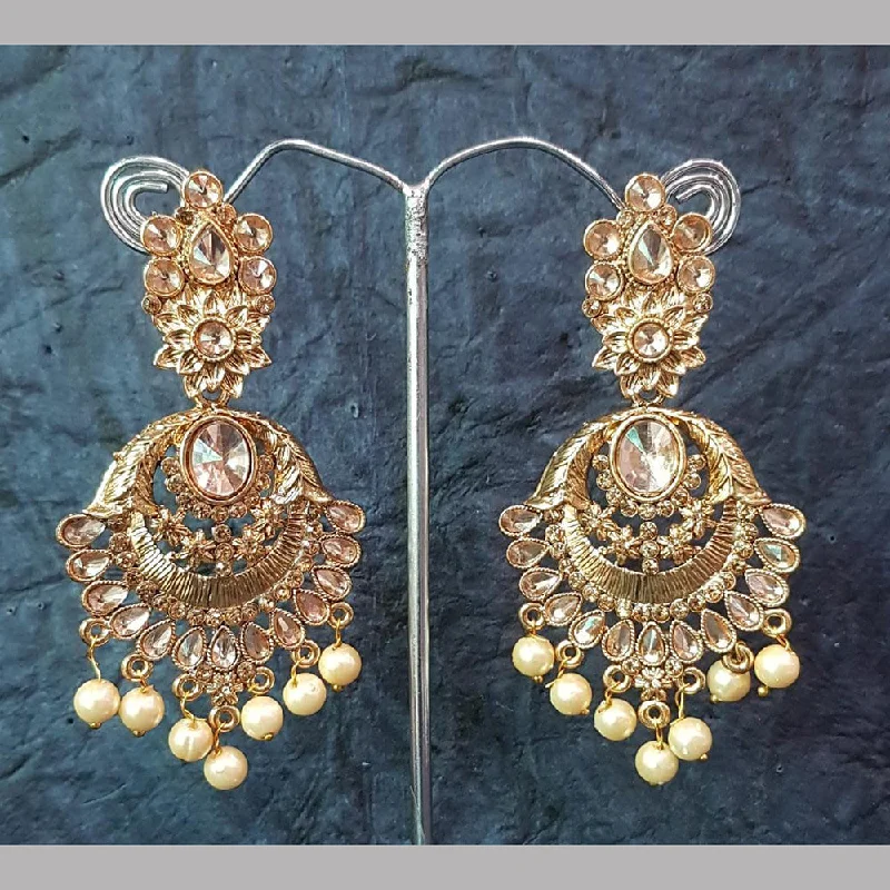 Black Diamond Earrings-Shreeji Gold Plated Crystal Stone Dangler Earrings