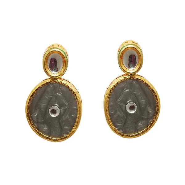 Sterling Silver Drop Earrings-Kriaa Kundan Resin Gold Plated Dangler Earrings - 1305443