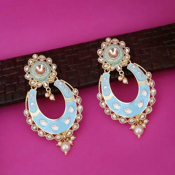 Butterfly Earrings for Women-Kriaa Blue Meenakari Kundan Dangler Earrings - 1316327A