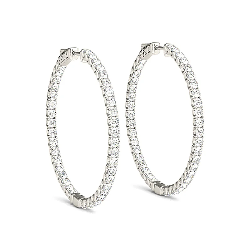 Stylish Drop Earrings-Inside-Out 2.00 ctw Diamond Hoop Earrings