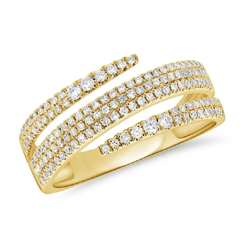 Silver Band Ring-Triple Open Diamond Wrap Ring