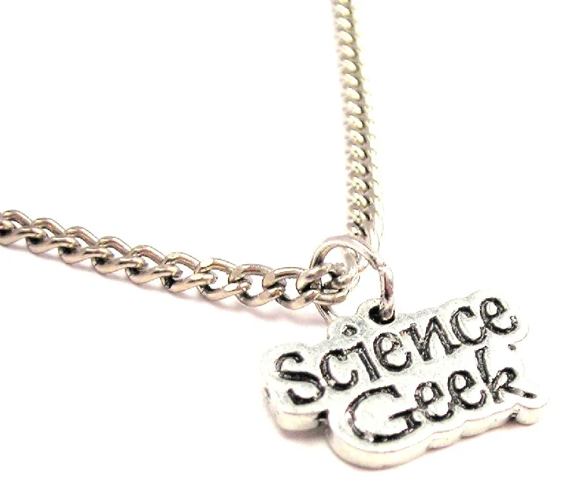 Minimalist Silver Necklace-Science Geek Single Charm Necklace