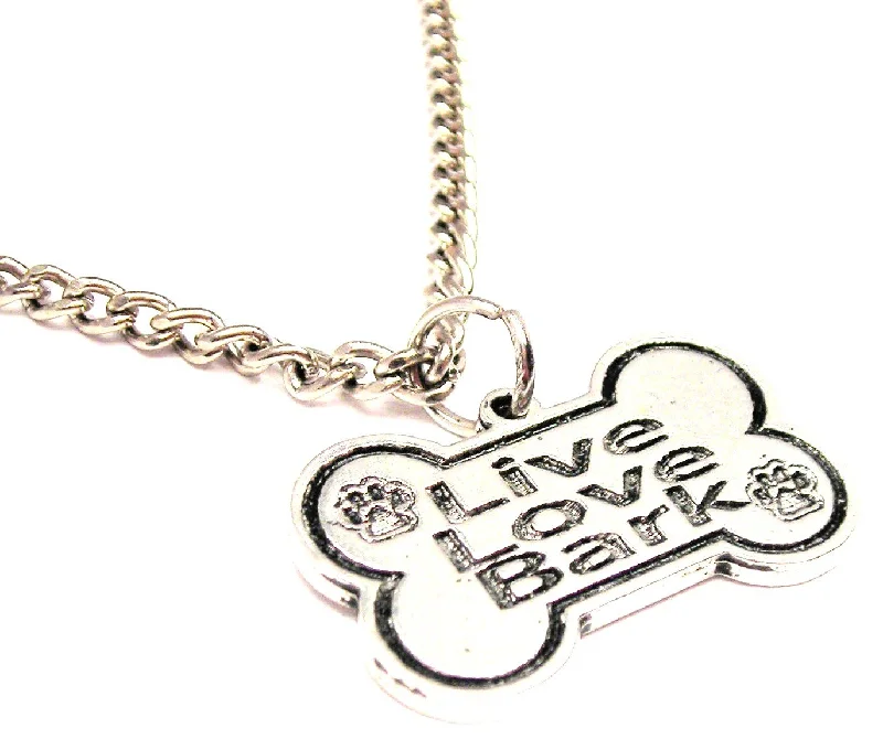 Classic Link Necklace-Live Love Bark Single Charm Necklace