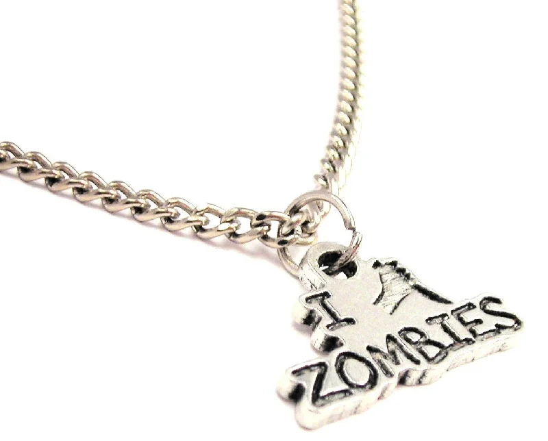 Unique Chain Necklace for Women-I Stab Zombies Single Charm Necklace