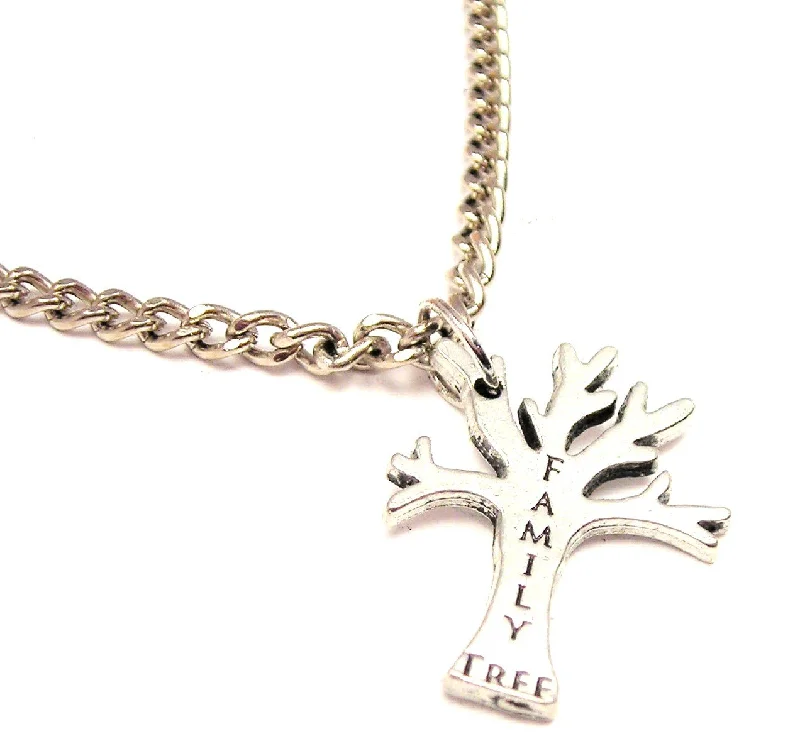 Gold Coin Necklace-Family Tree Single Charm Necklace