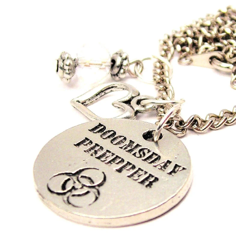 Modern Pendant Necklace-Doomsday Prepper Necklace with Small Heart