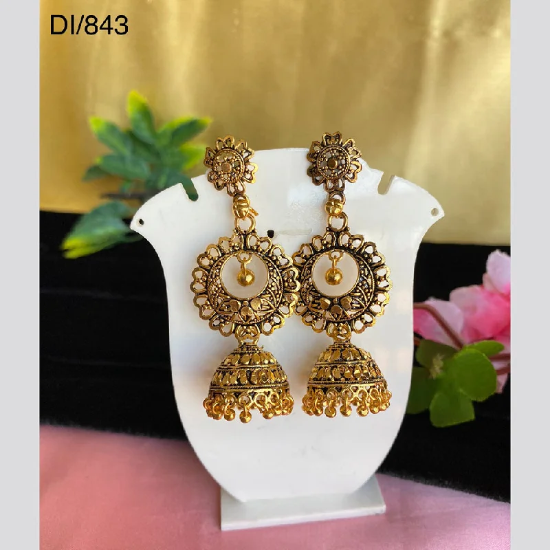 Customizable Earrings-Mahavir Gold Plated Jhumkis Earrings