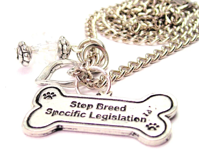 Retro Gold Necklace-Stop Breed Specific Legislation Heart And Crystal Necklace