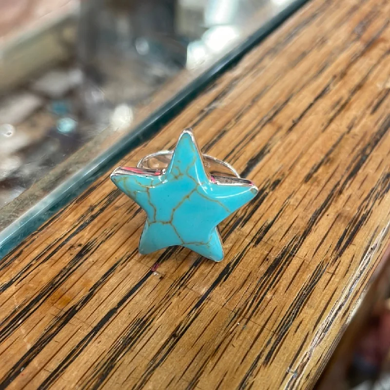 Cushion Cut Engagement Ring-Turquoise Star Ring