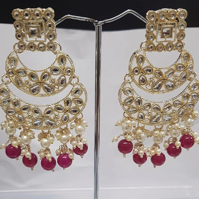 Silver Chandelier Earrings-Shreeji Austrian Stone Gold Plated Dangler Earrings-ShreejiEar19