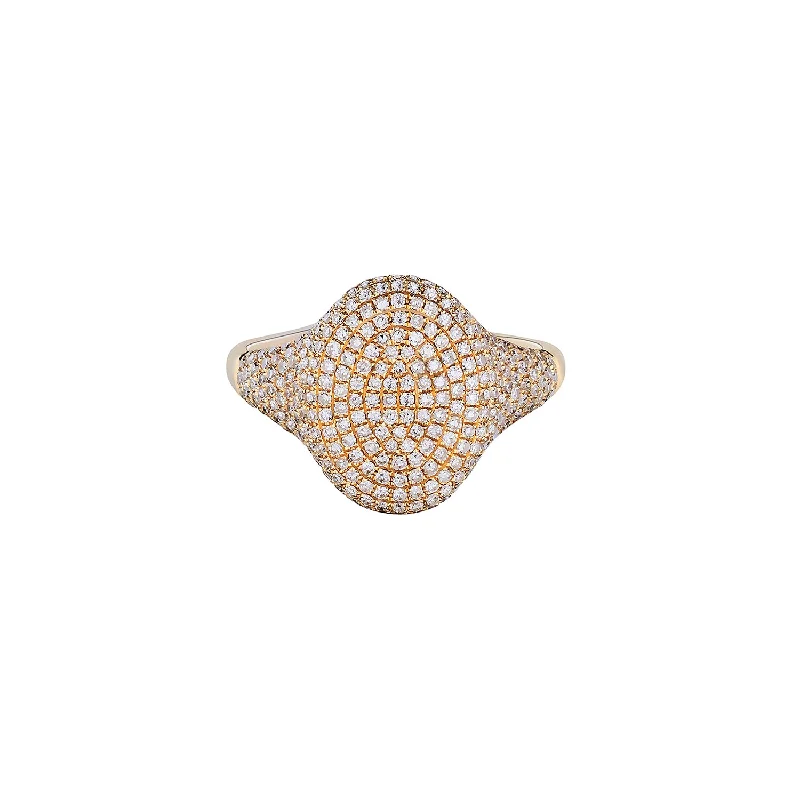 Boho Style Ring-PAVÉ DIAMOND SIGNET RING