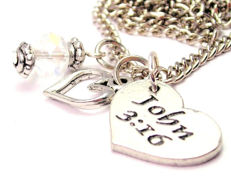 Artistic Statement Necklace-John 3:16 Necklace with Small Heart