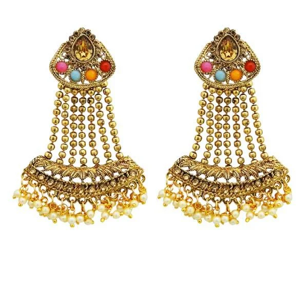 Women’s Fashion Earrings-Kriaa Multi Stone Gold Plated Dangler Earrings - 1310538C