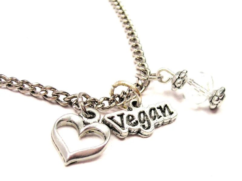 Black Diamond Necklace-Vegan Necklace with Small Heart