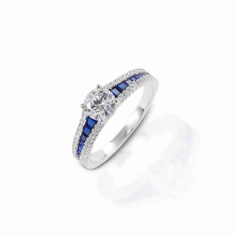 Silver Heart Ring-Kelly Herd Blue Spinel Engagement Ring - Sterling Silver